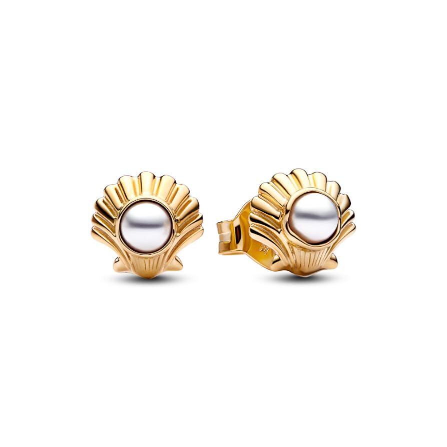 

Серьги Disney The Little Mermaid Seashell Stud Pandora, покрытие - золото