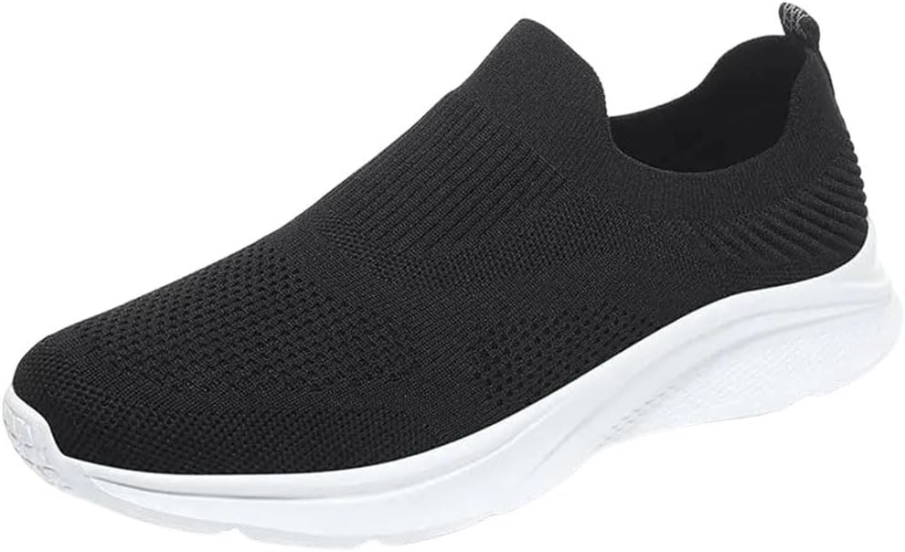 

Мужские повседневные легкие вязаные кроссовки для ходьбы, дышащие Generic, белый/черный