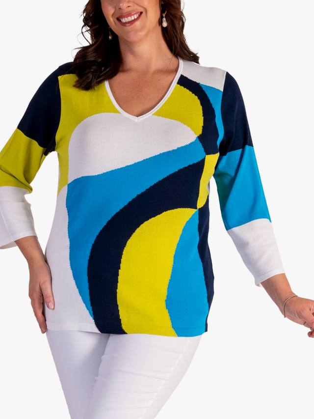 

Джемпер с абстрактной волной chesca, White/Lime