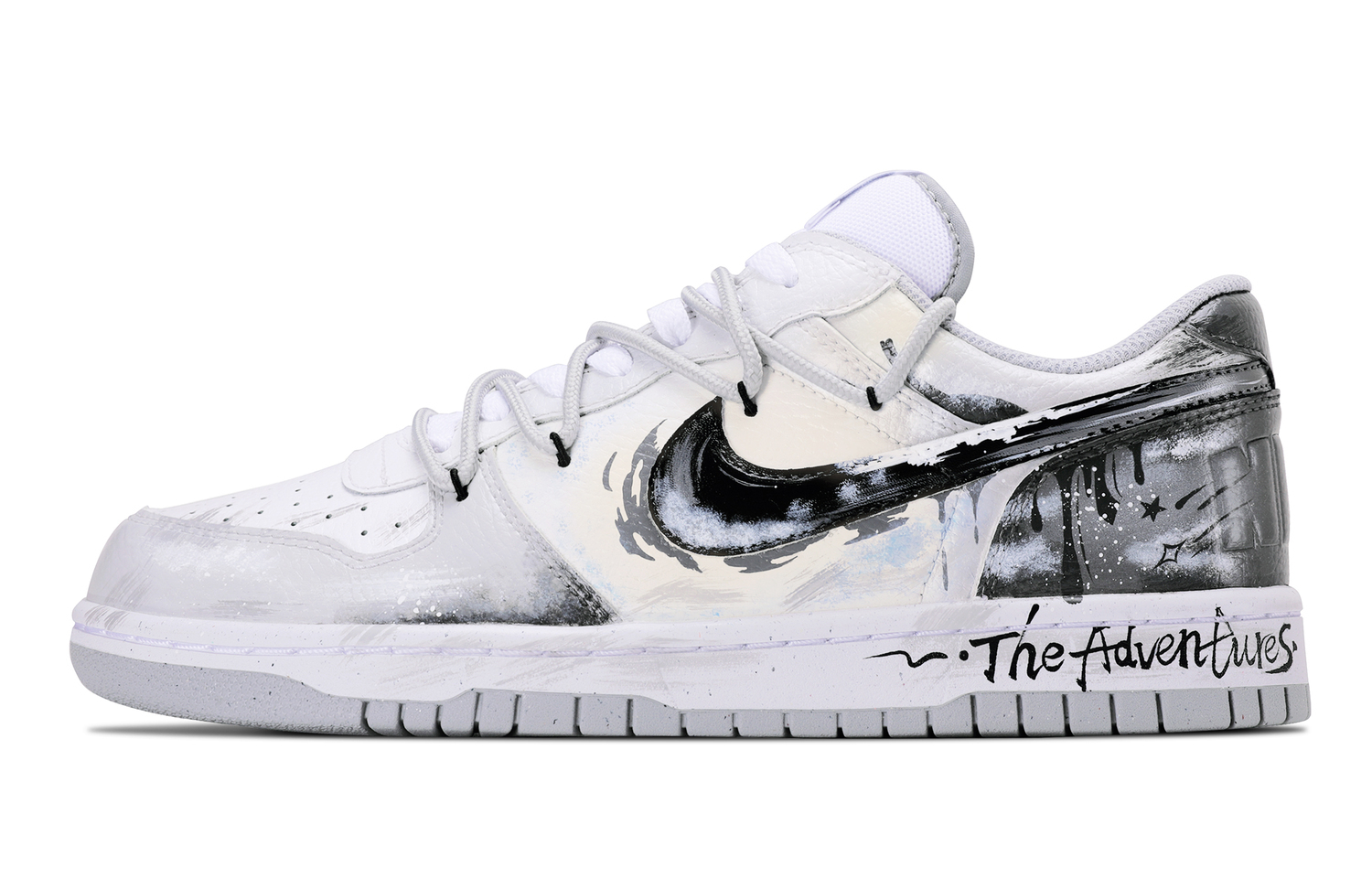 

Большие устойчивые к истиранию низкие кроссовки для скейтбординга мужские black white gray Nike, черный белый серый