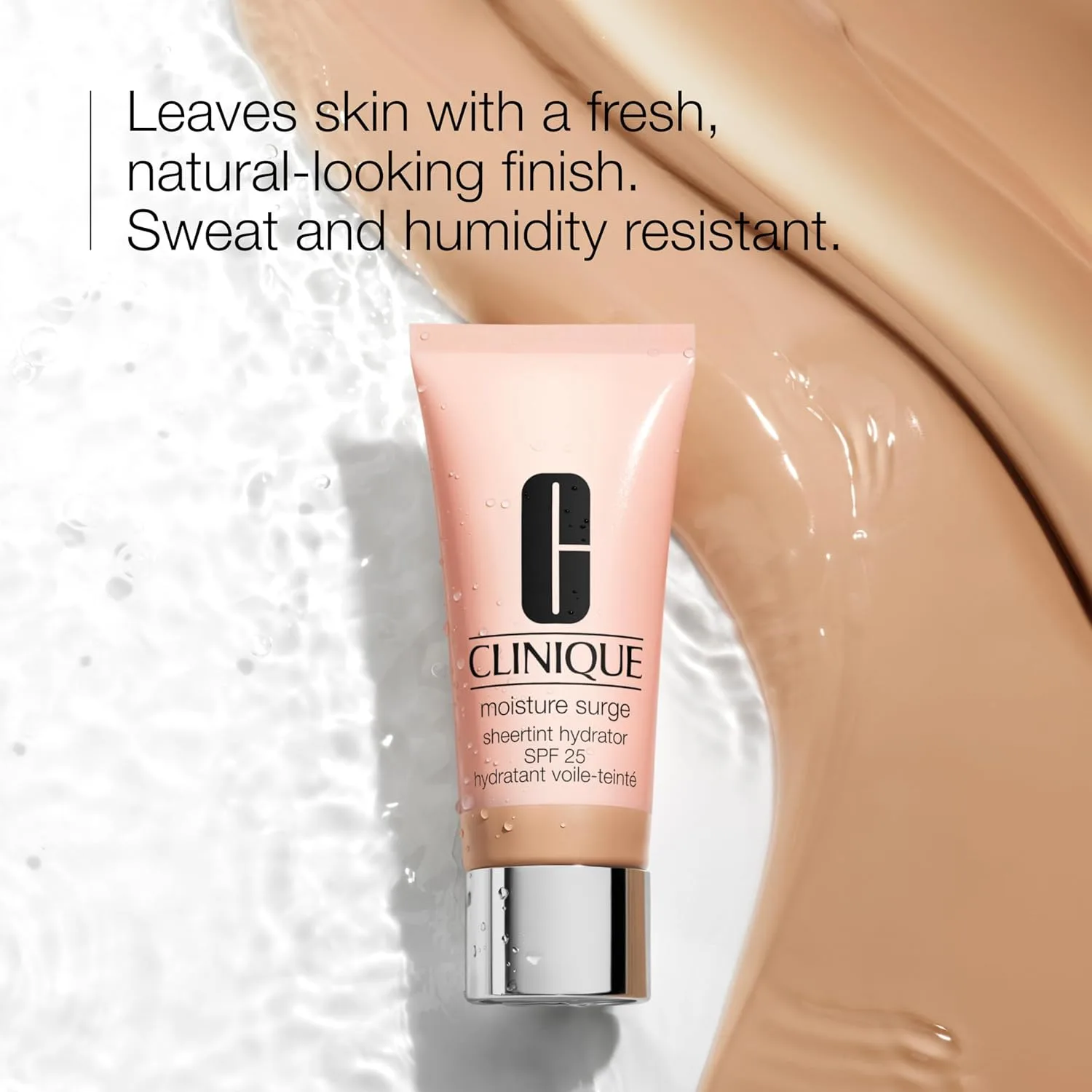 Clinique Moisture Surge Sheertint Hydrator увлажняющий тонирующий увлажнитель широкого спектра SPF 25 с гиалуроновой кислотой и алоэ для всех типов кожи, AE Medium Deep 05 — фото 4