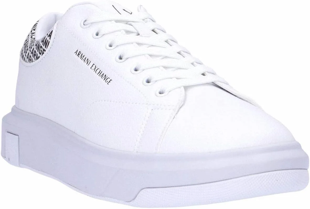 Мужские кроссовки Armani Exchange Xux123 из искусственной кожи на шнуровке, белый/черный — фото 2