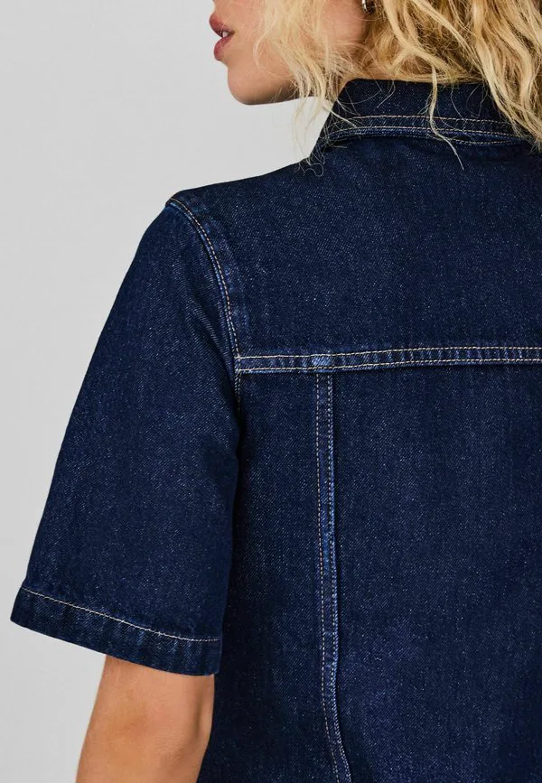 Блузка прямого кроя с коротким рукавом и пуговицами Next, Rinse Denim