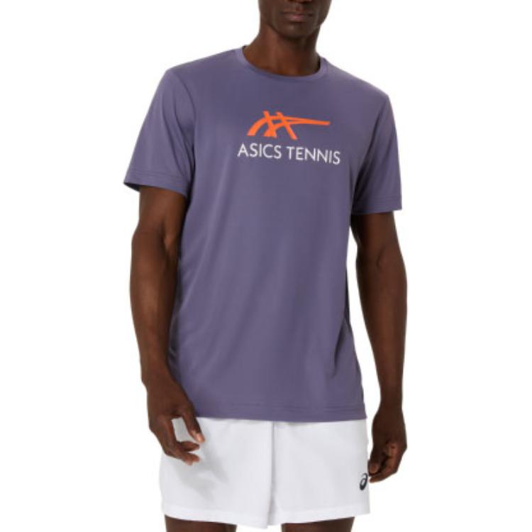 

ASICS Футболка мужская фиолетовая с круглым вырезом, умеренно прямой крой