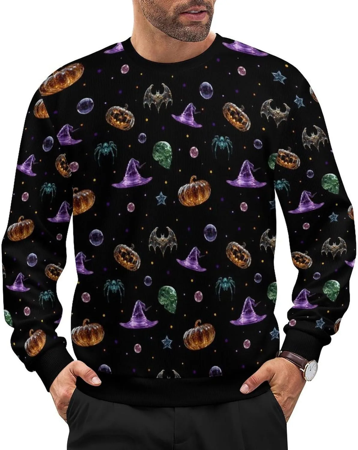 

Свитер для мужчин с принтом грибов, лонгслив HLSDFRES