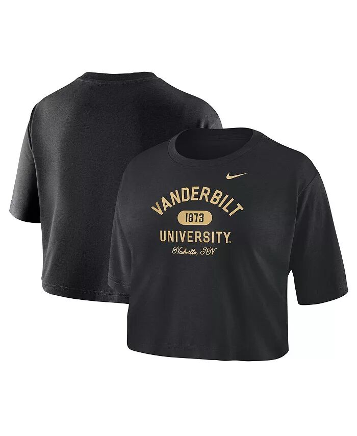 

Женская черная укороченная футболка Vanderbilt Commodores Nike