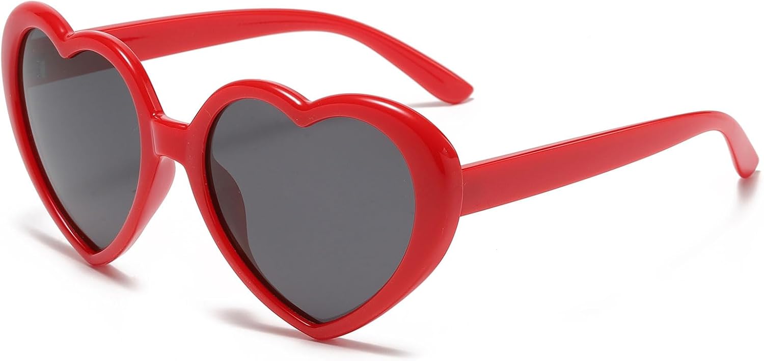 

Поляризованные солнцезащитные очки YAMEIZE в стиле 90-х с сердечками - ретро-очки в форме сердца, винтажные, красочные, забавные, для вечеринок и активного отдыха, для женщин и мужчин, Red Grey