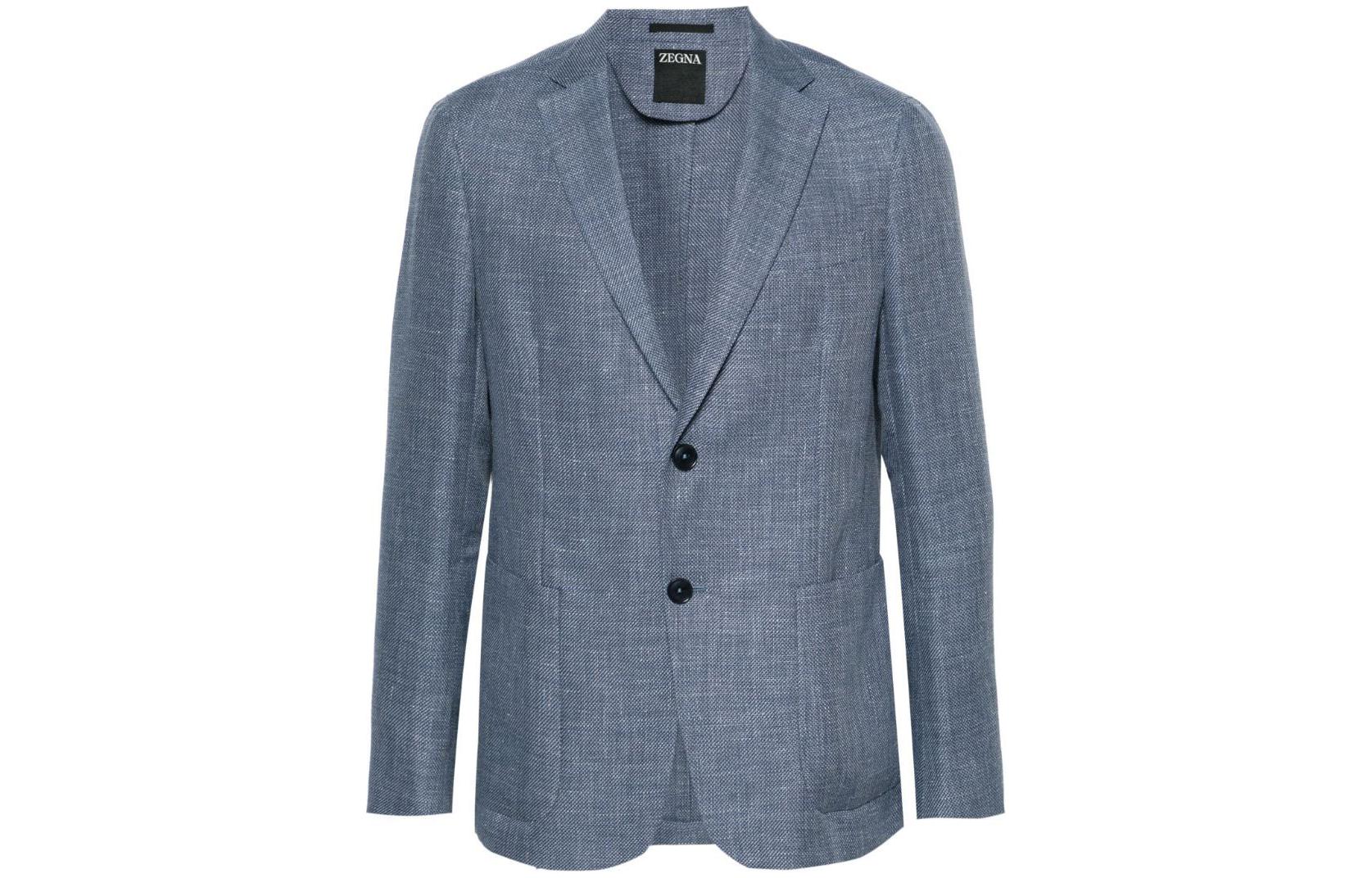 

Однобортный блейзер с заостренными лацканами Ermenegildo Zegna, Steel Blue