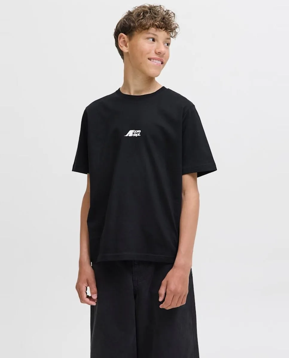 

Детская футболка с коротким рукавом и принтом на спине Jack & Jones, черный