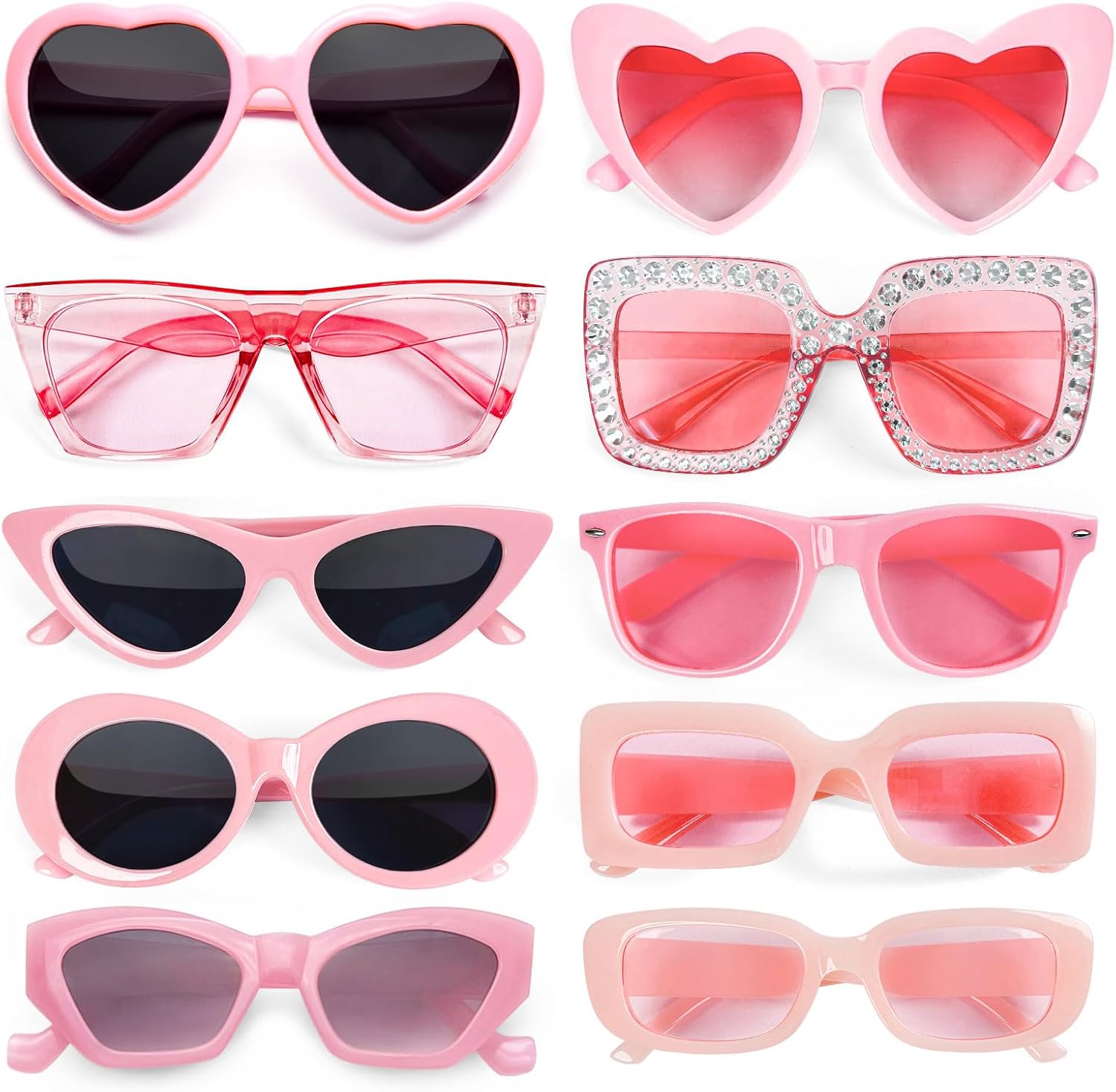 

Набор из 10 солнцезащитных очков разных стилей в стиле ретро для женщин/мужчин, идеально подходящих для вечеринок, костюмированных вечеринок и в качестве аксессуаров Geopty, Pink