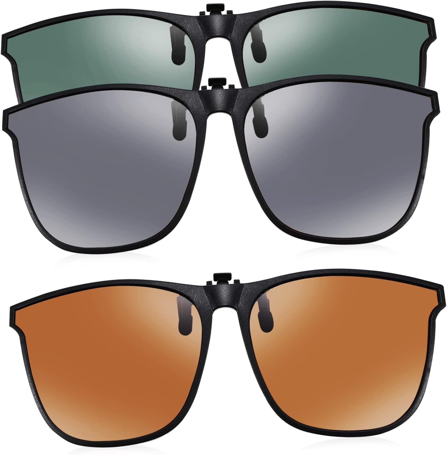 

3 пары поляризованных солнцезащитных очков для мужчин и женщин. Легкая оправа с линзами, защищающими от УФ-излучения, для коррекции близорукости WOFASHPURET, Assorted Color