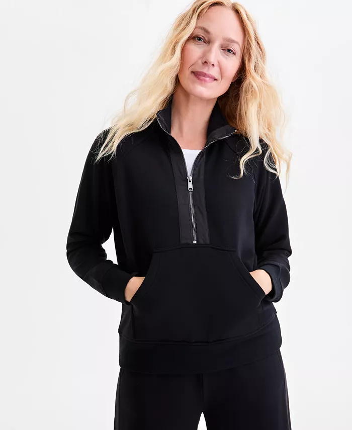 

Женская флисовая толстовка Luxe с застежкой-молнией на половину длины Style & Co, черный