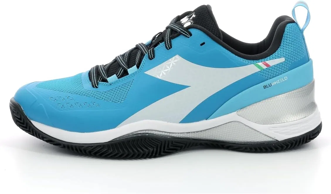 Мужские теннисные кроссовки Diadora Blushield Torneo Clay для грунтовых кортов, белые с черными элементами — фото 2