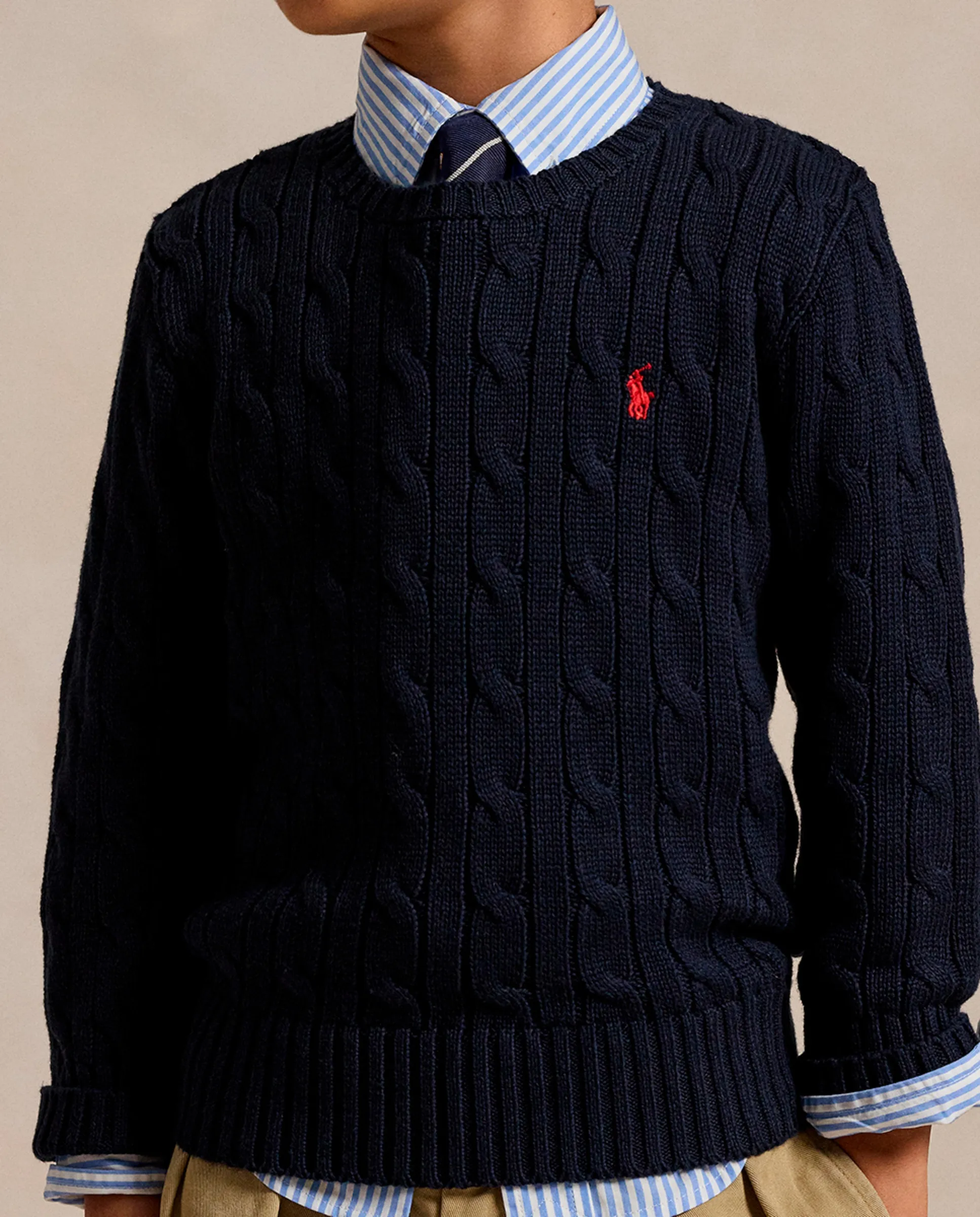 Унисекс джемпер из хлопка с узором "восьмерка" Polo Ralph Lauren, темно-синий — фото 2