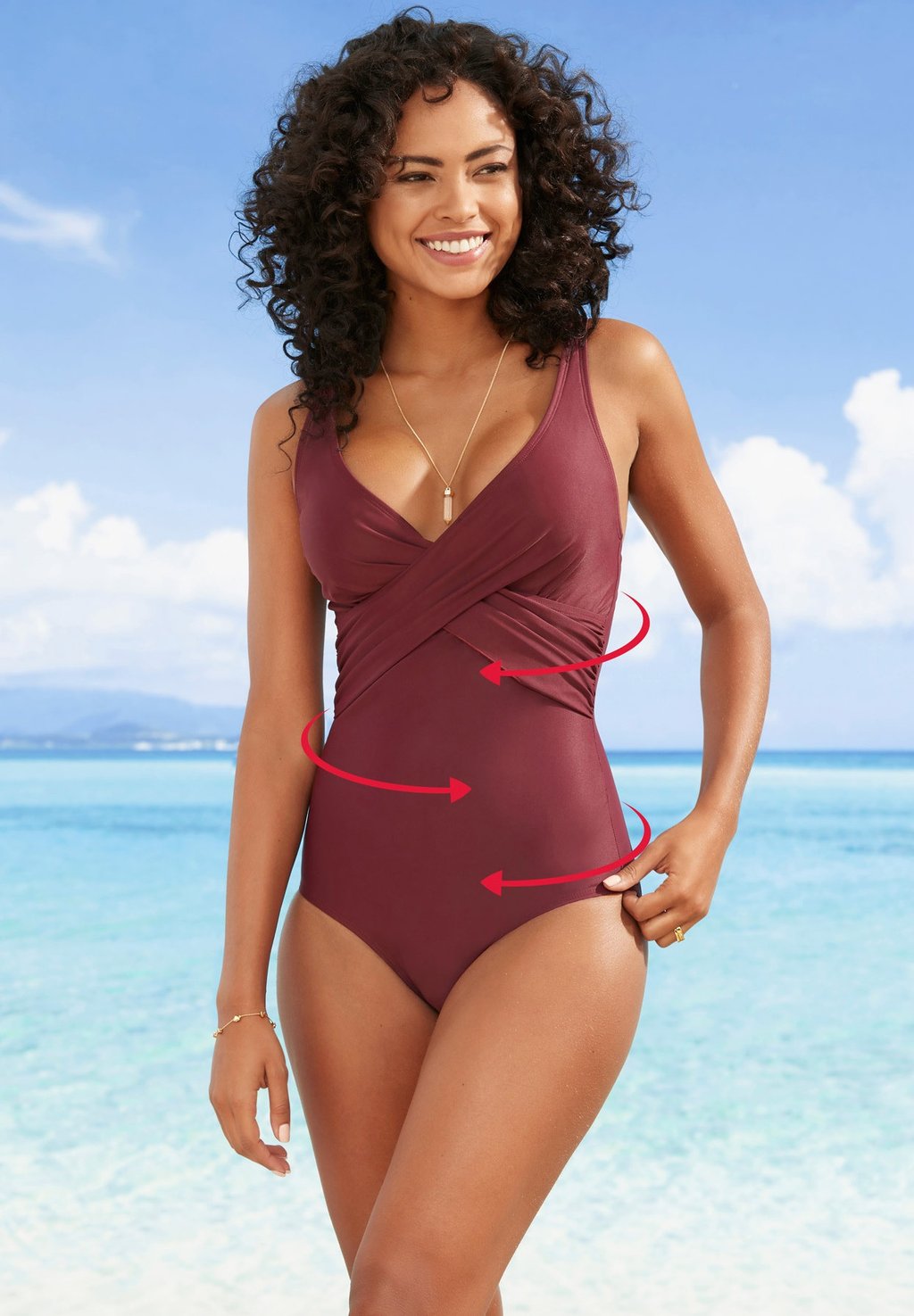 

Купальный костюм LEVEL EDLER MIT WICKEL-OPTIK AM AUSSCHNITT bonprix, сиреневый