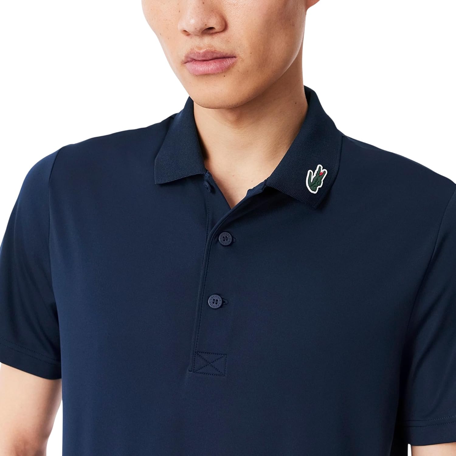 Поло Lacoste, мужское, спортивное, с защитой от ультрафиолета, темно-синее — фото 2