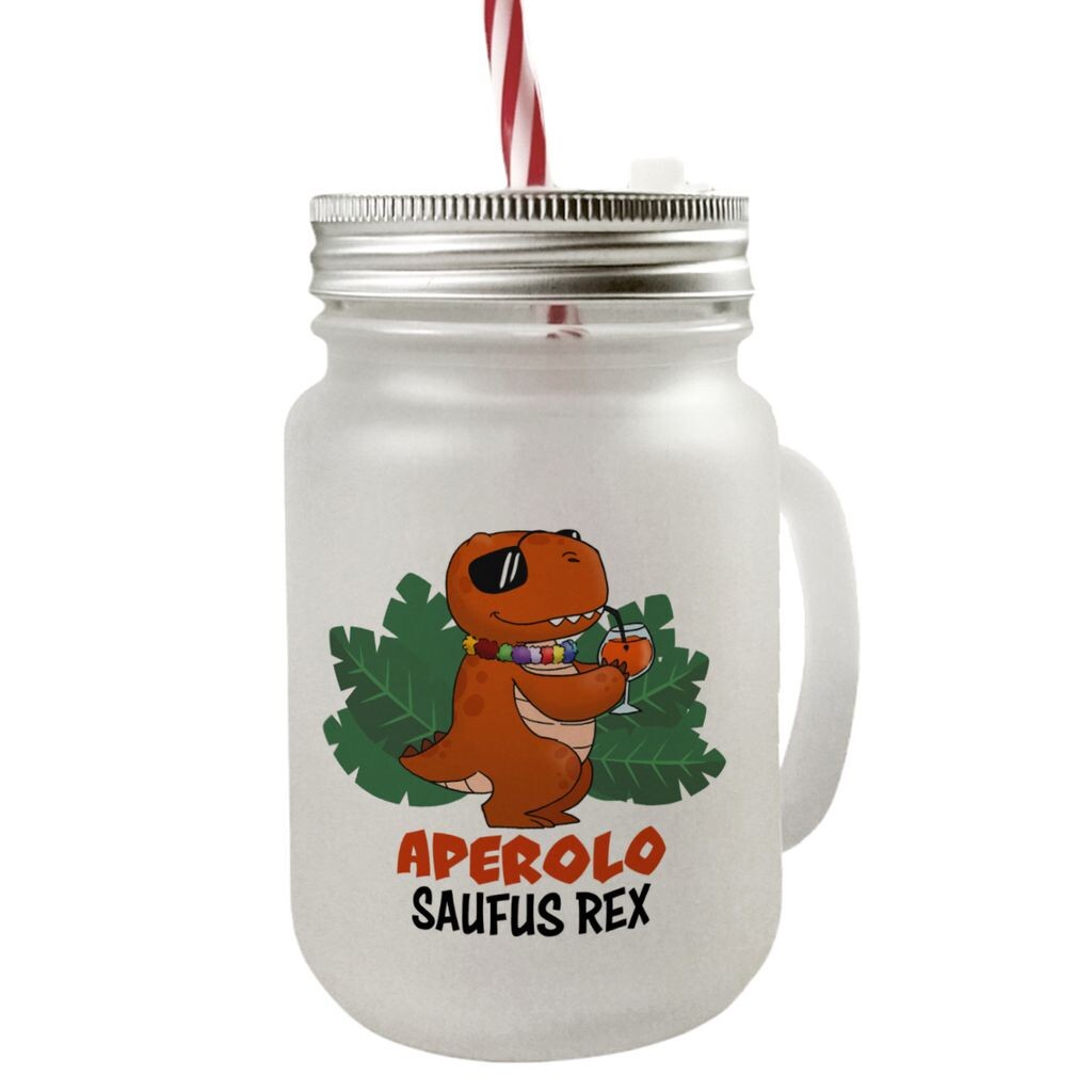 

Aperolo Saufus Rex Mason Jar стакан с ручкой и крышкой Aperol T-Rex speecheese