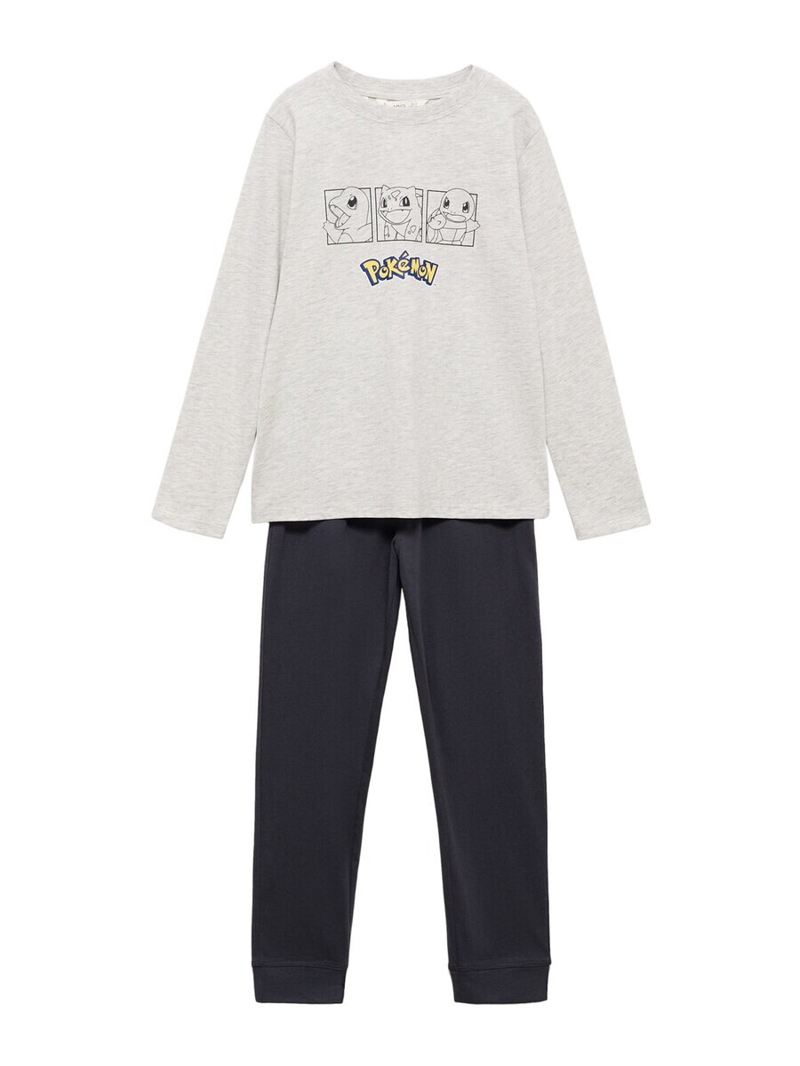 

Пижама MANGO KIDS Pajamas POKEGLOW, антрацит/светло-серый