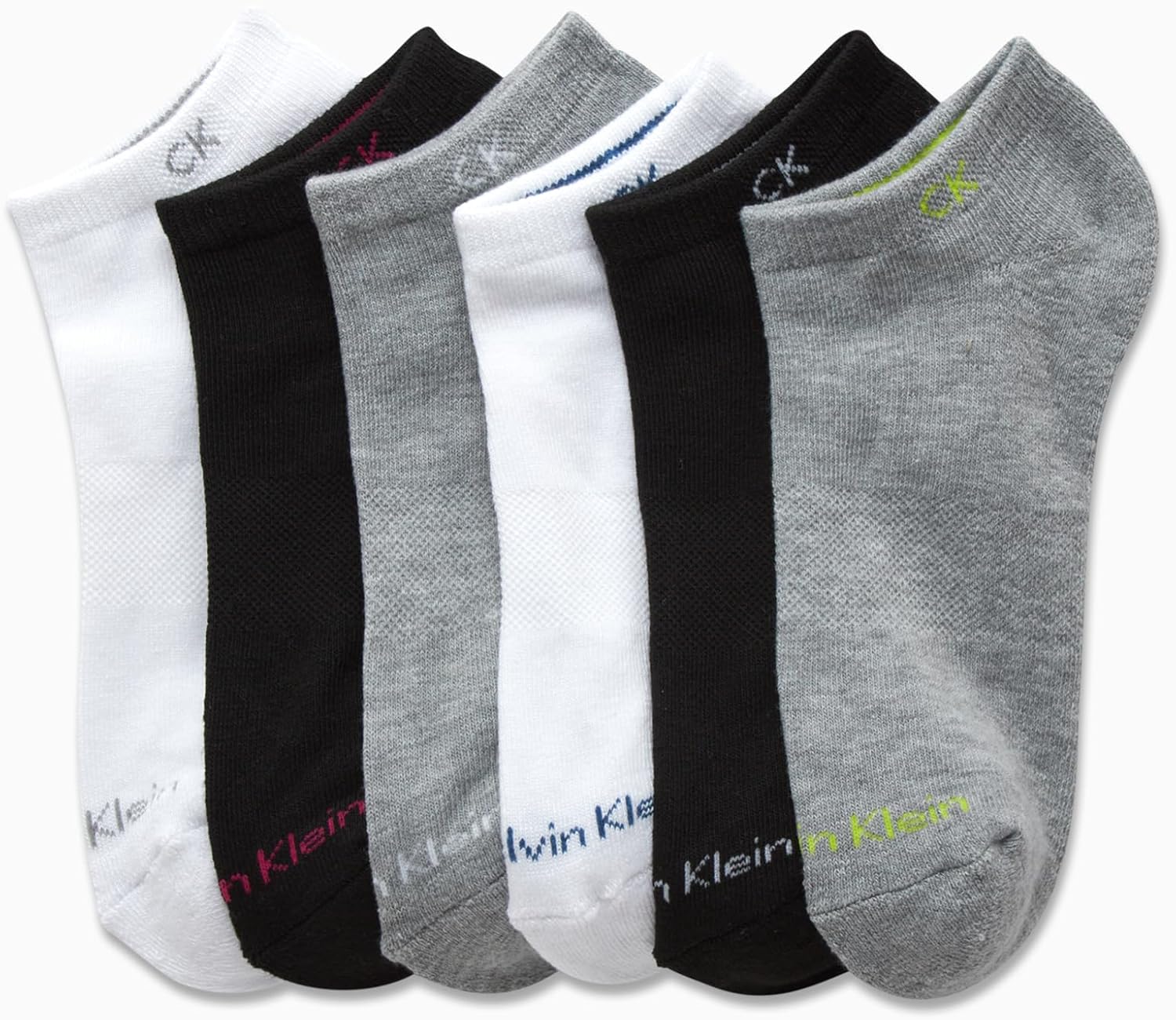 Носки Calvin Klein Boys No Show Socks - 6 упаковок комфортных эластичных носков с мягкой подошвой для мальчиков (размеры: ML), Grey/White/Black — фото 4