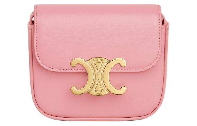 

CELINE Триумф Яркая Кожа Теленка Мини Сумка Через Плечо Женская Розовый Розовый