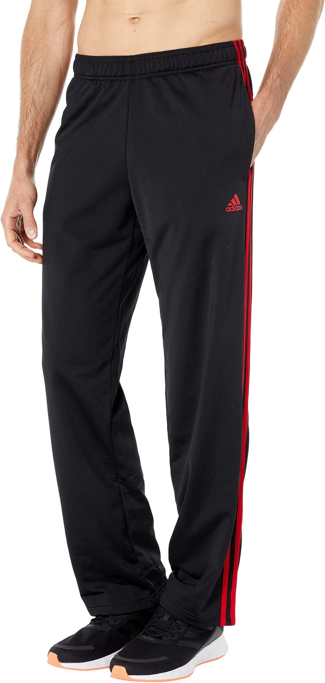 

Брюки adidas Essentials 3-Stripes Tricot Open Hem Pants, цвет Black/Scarlet 1