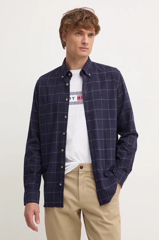 

Хлопковая рубашка Hackett London, темно-синий