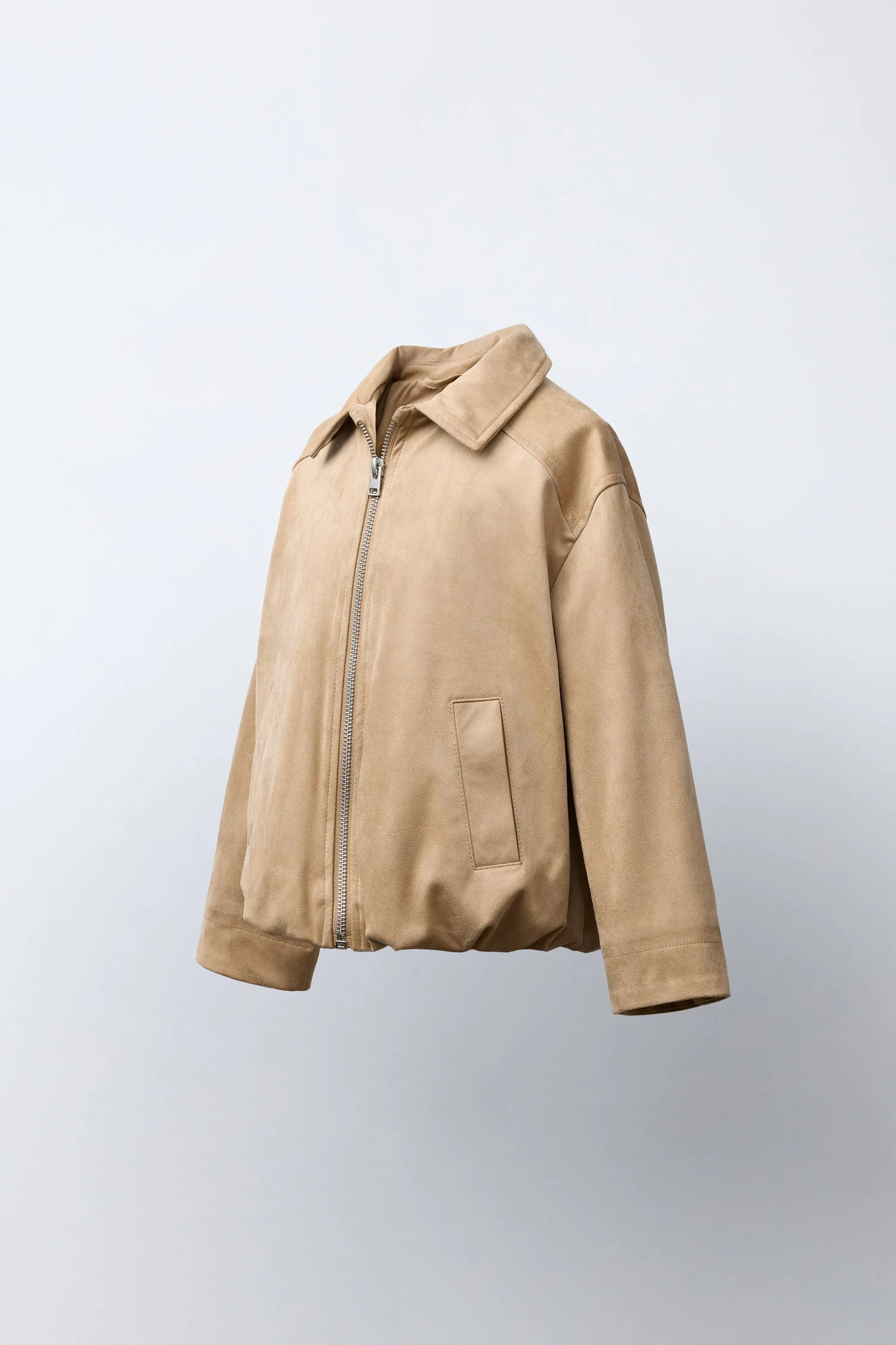 Куртка-бомбер из искусственной замши Zara, бежевый — фото 2