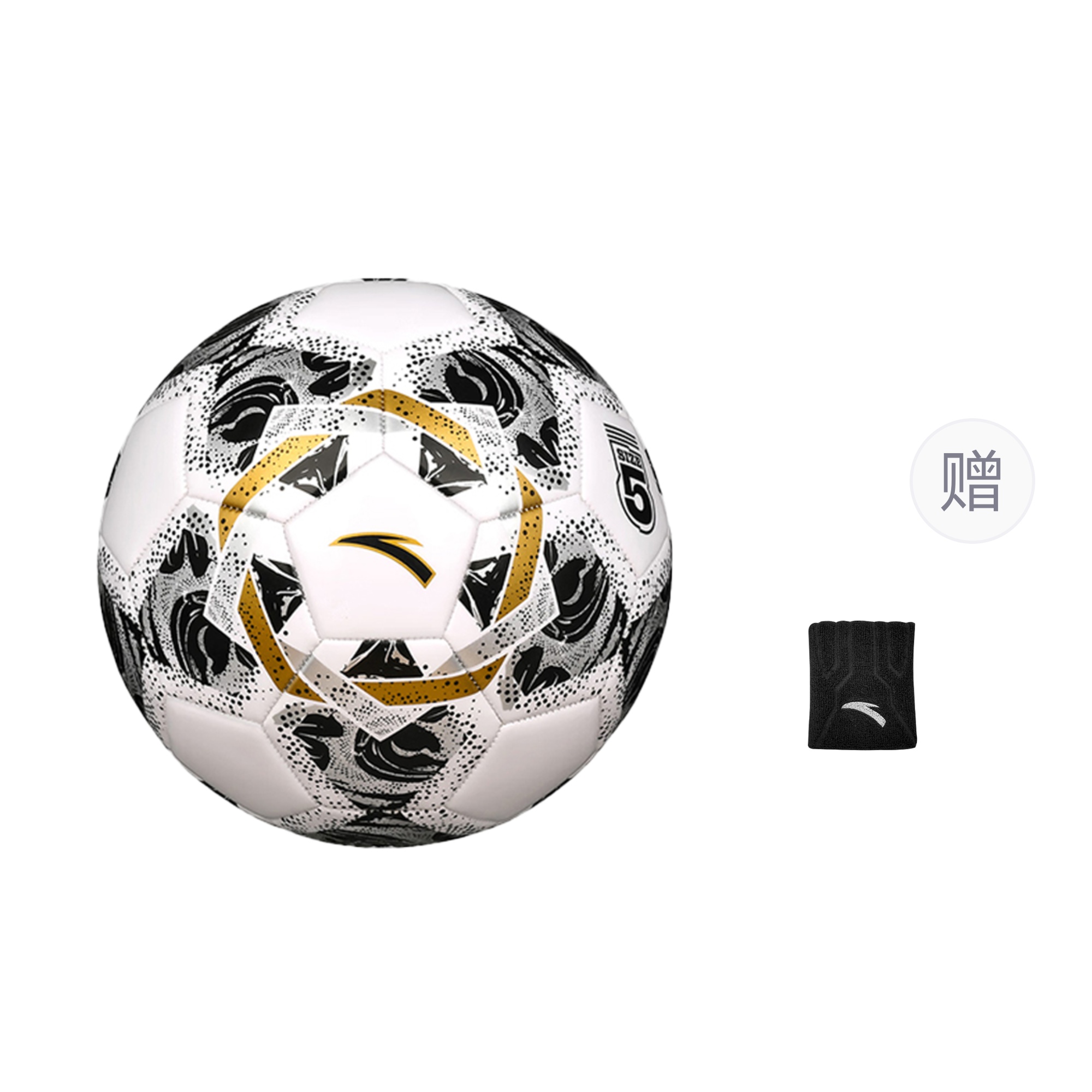 

ANTA Взрослый стандартный пляжный футбольный мяч размер 5 TPU Unisex черный белый