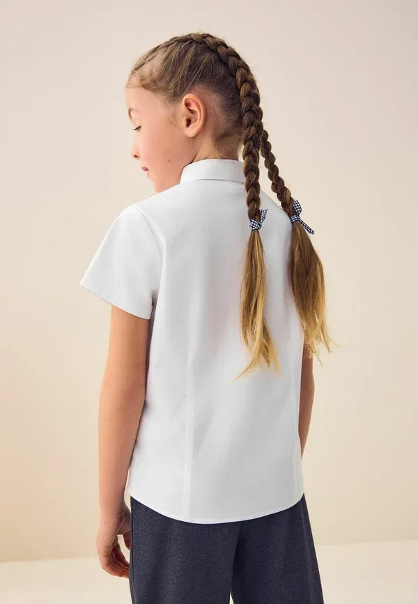 Блуза школьная Next, Regular fit touch fastening stretch short sleeve school button down, белый — фото 4
