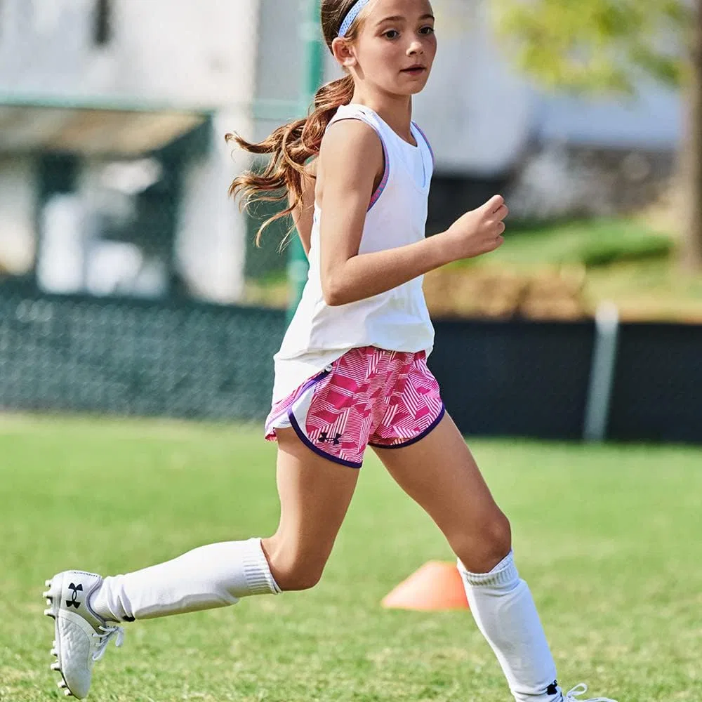 Шорты Under Armour Girls' Fly By Shorts, Black (001)/White — фото 2