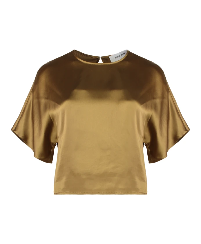 

Атласная блузка с ключом на спине Yves Salomon, коричневый