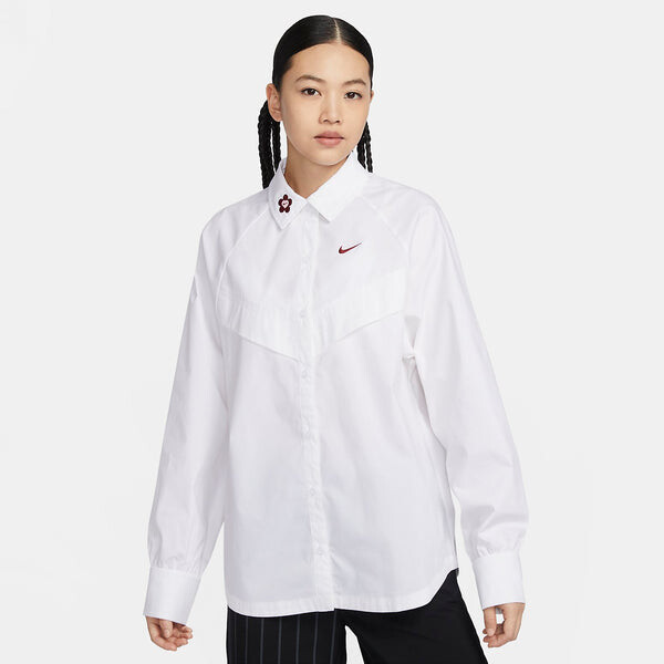 Рубашка спортивная одежда тканая рубашка с длинным рукавом Nike, белый — фото 2