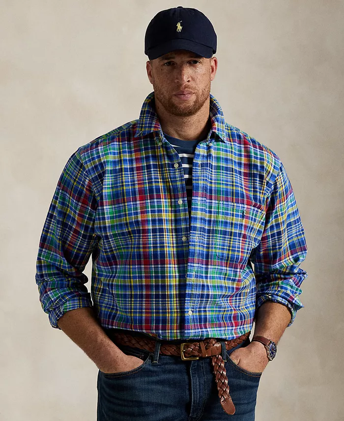

Мужская классическая рубашка Oxford больших размеров Iconic Polo Ralph Lauren, синий