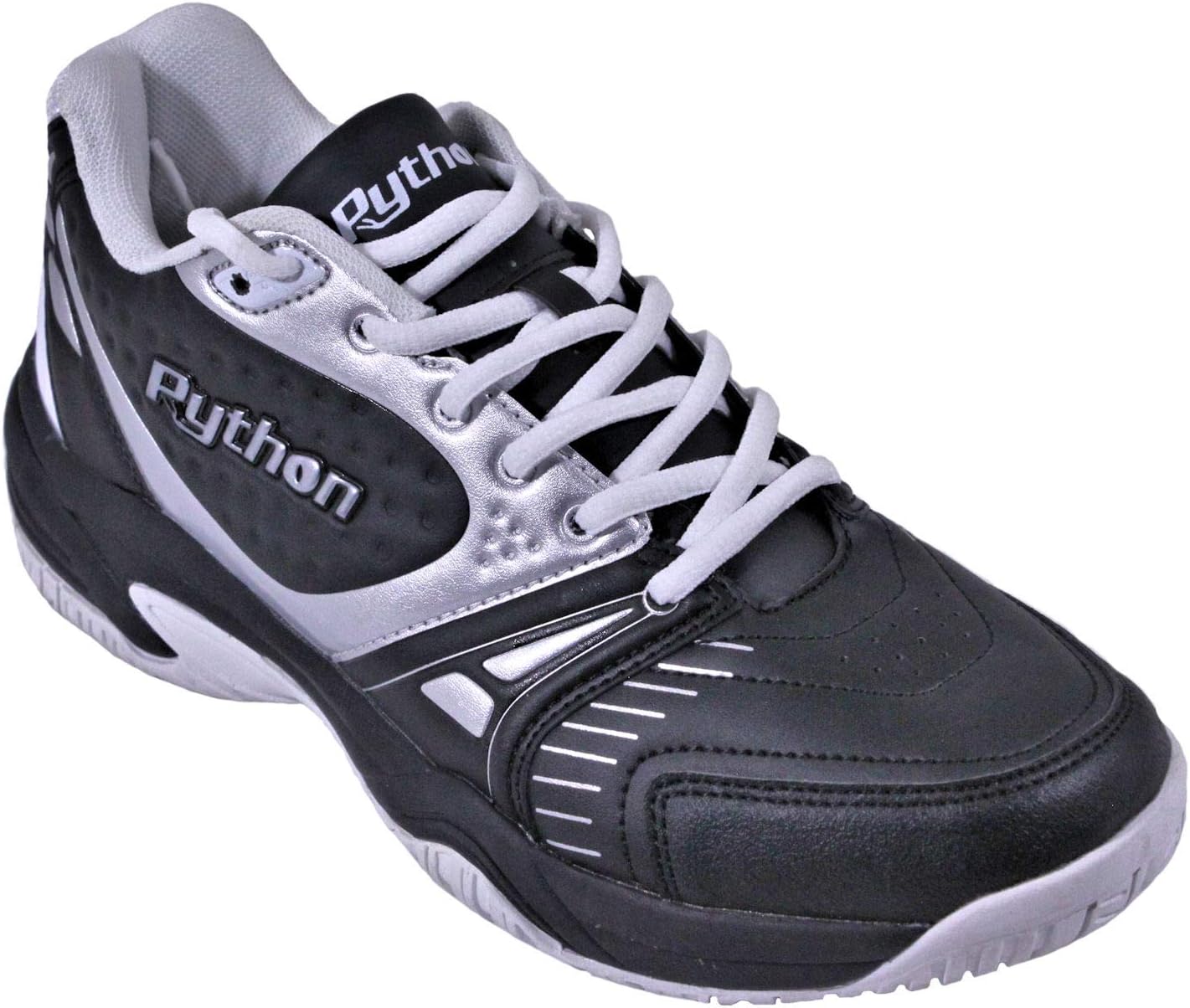 

Кроссовки для зала Python Deluxe (раккетбол, сквош, бадминтон, внутренний пиклбол, волейбол) (низкие и средние) (черно-белые) (нескользящие) (без следов) Python Racquetball