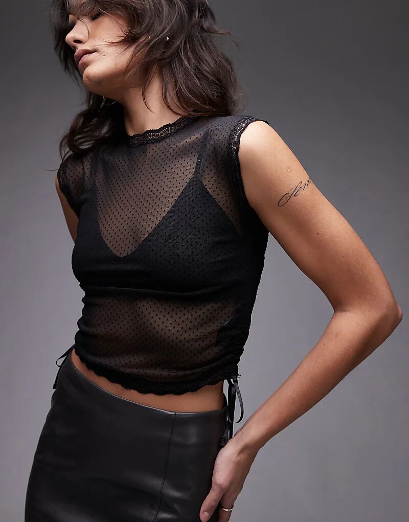 

Кружевной топ Adara черного цвета AllSaints