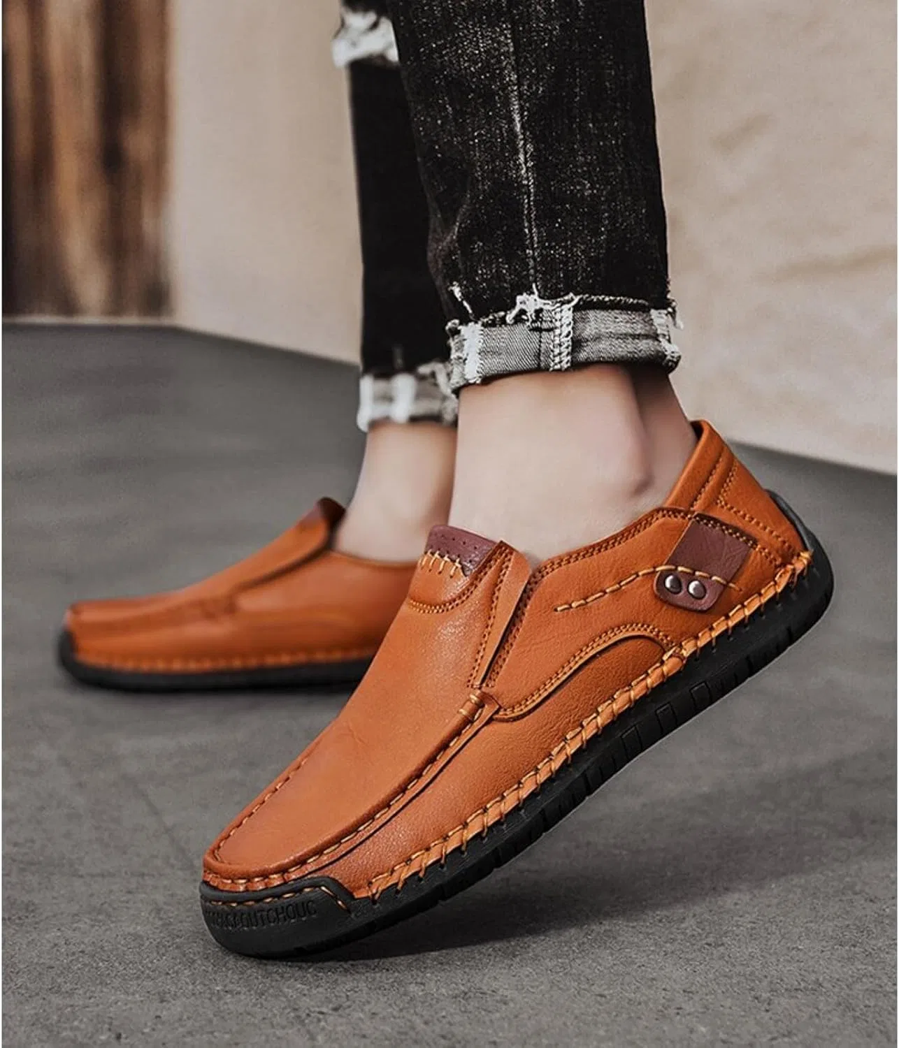 Кроссовки для ходьбы кожаные Light Brown XDFVC — фото 2