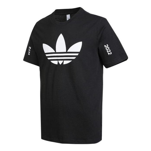 

Футболка Men's adidas originals Trefoil C Tee1 Large Logo Round Neck Casual Short Sleeve Black T-Shirt, мультиколор