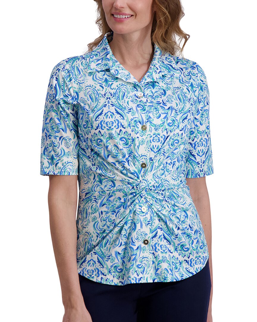 

Стелла Паркер Твист Пуговичная Вязаная Блузка Stella Parker, синий