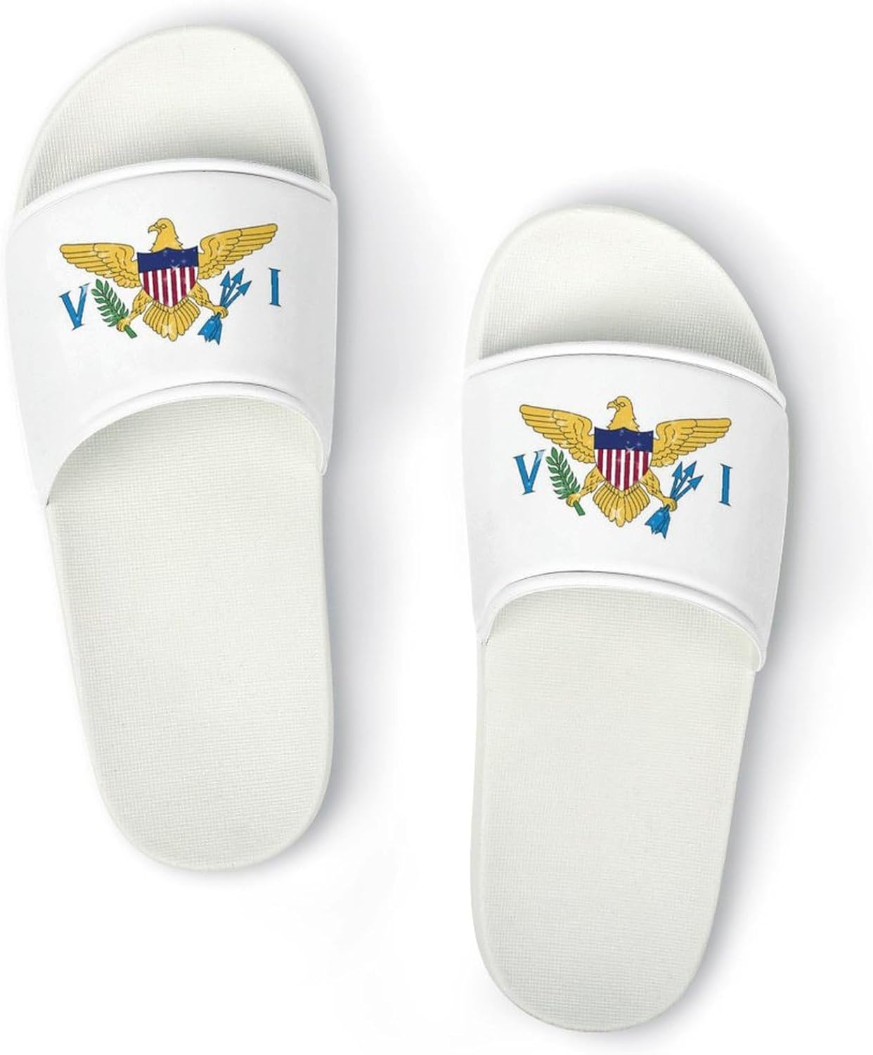 

Блестящие звезды Тапочки с США Виргинские острова Душевые тапочки Домашние тапочки Быстросохнущие Нескользящие для ванной и бассейна Для женщин и мужчин PVC Aloewxxr, белый