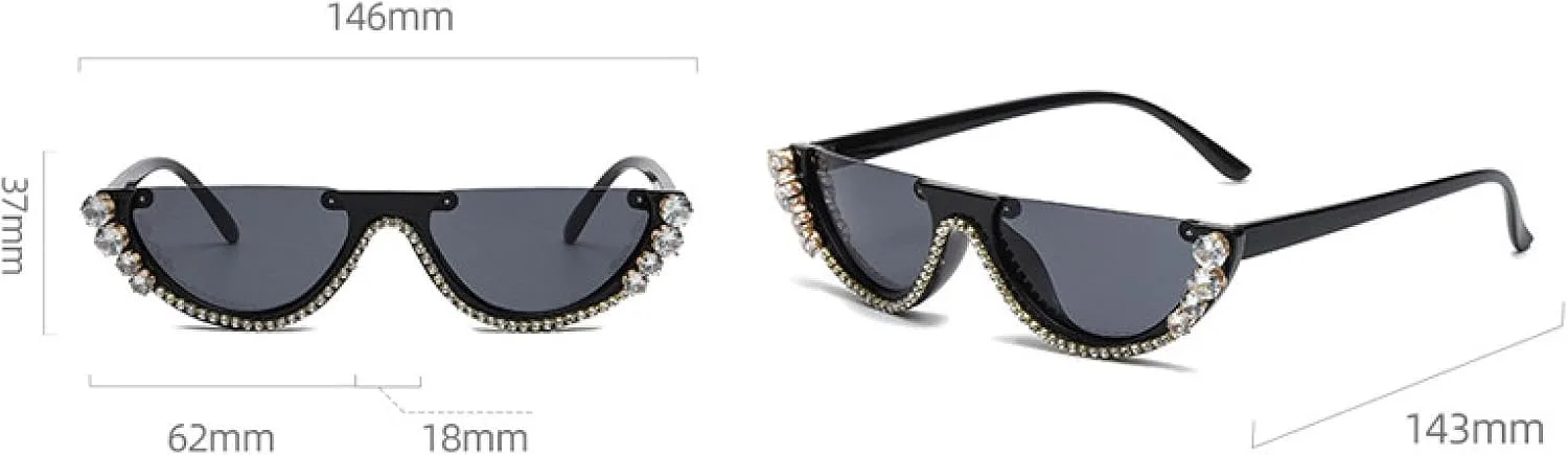 

Женские солнцезащитные очки «кошачий глаз» с бриллиантами, модные, в полуободковой оправе, с защитой от УФ-излучения UV400 и роскошными стразами VVTWSSW, Black-black