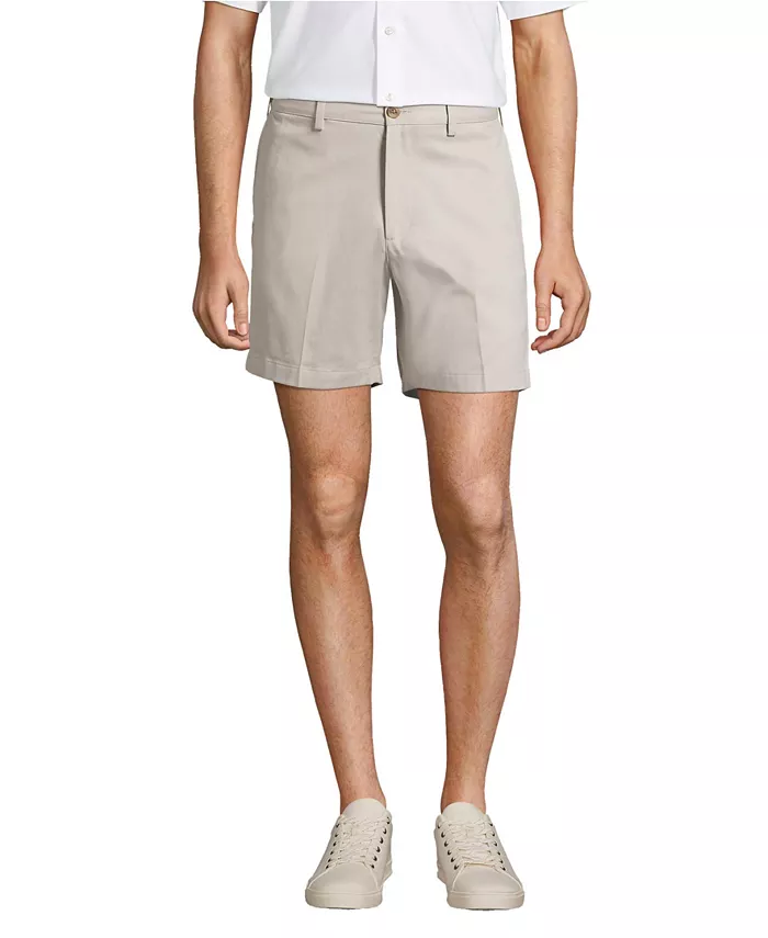 

Мужские немнущиеся шорты-чинос Comfort Waist Plain Front длиной 6" Lands' End, серый
