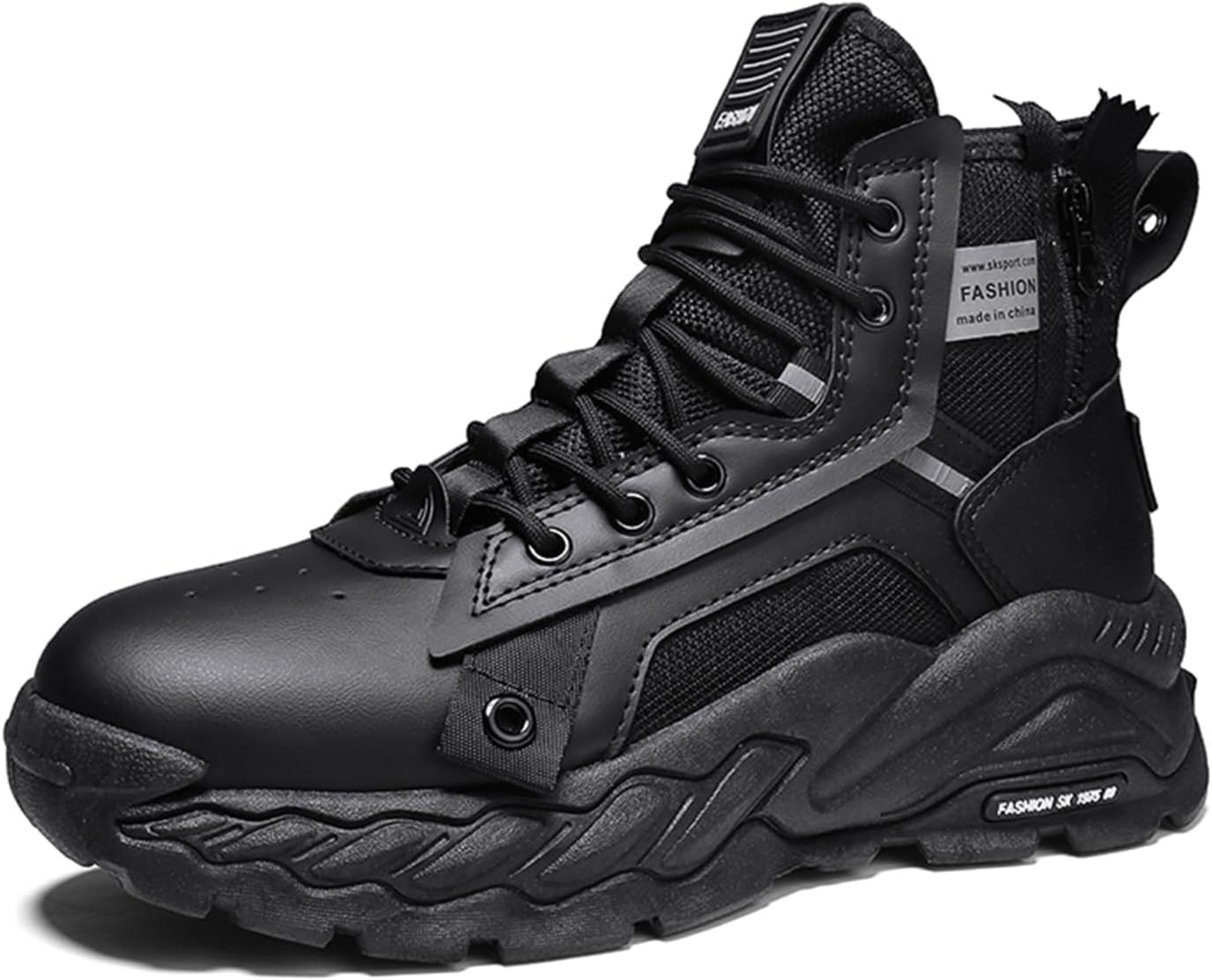 

Мужские высокие модные кроссовки Ботинки для пеших прогулок Повседневные спортивные прогулочные туфли Объемные кроссовки Spwagym, черный