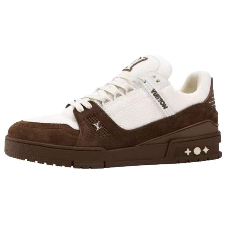 

LOUIS VUITTON Кроссовки для скейтбординга Trainer Low Top, мужские, белые, коричневые