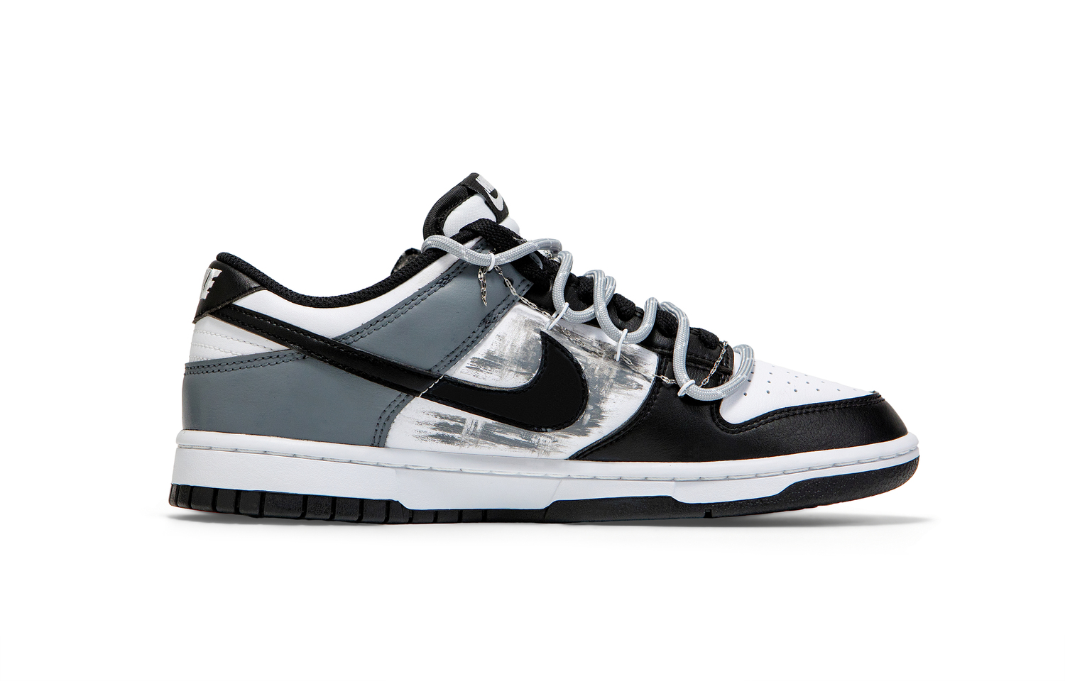 Nike Dunk Slip Resistant Abrasion Resistant Low top Skateboard Shoes Black White Gray Unisex — фото 4