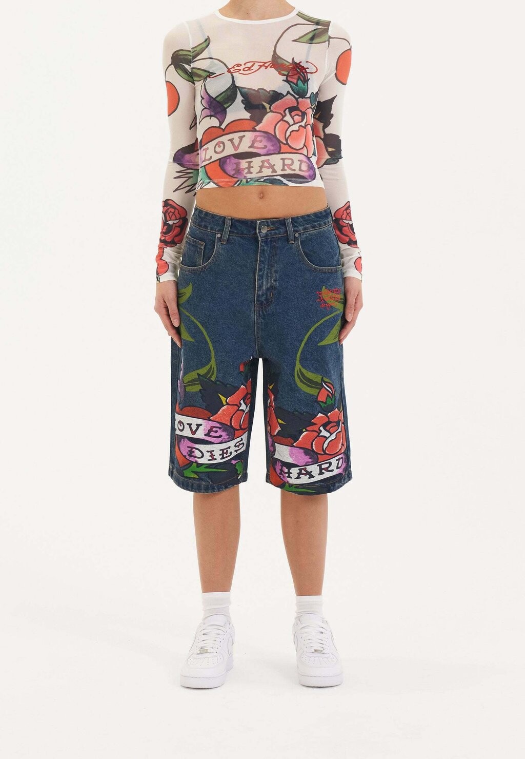 

Джинсовые шорты CHERRY LOVE BOMB Ed Hardy, синий деним