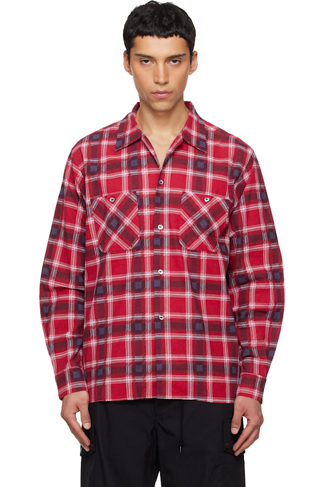 

Фланелевая рубашка с принтом OneUp Needles, красный