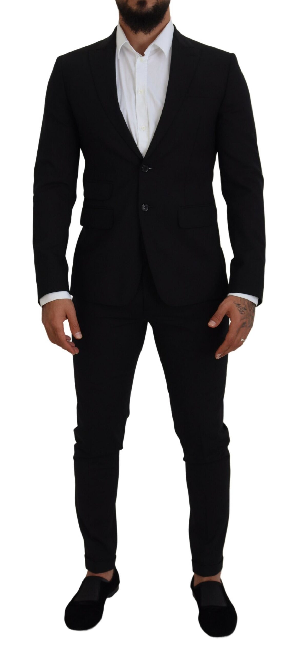 

Черный шерстяной однобортный костюм LONDON из двух частей Dsquared2