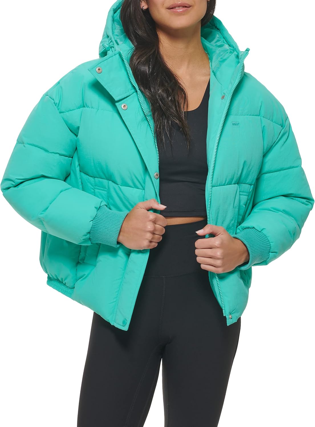 

Levi's Женская утепленная куртка с затяжкой на талии, Turquoise With Hood