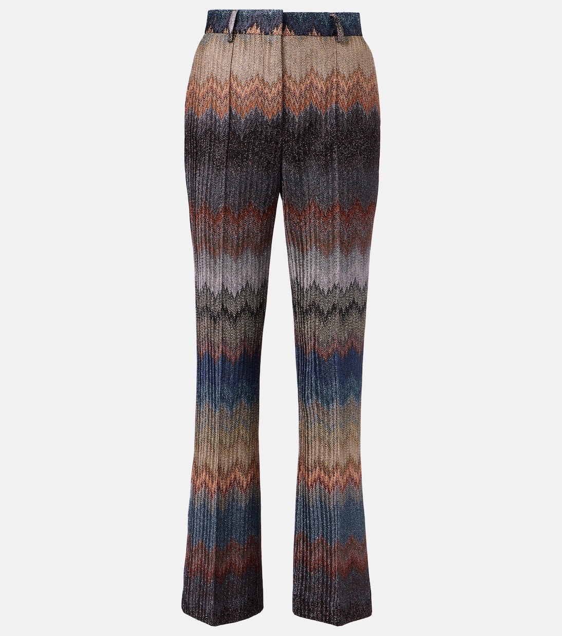 

Расклешенные брюки из ламе с зигзагообразным узором Missoni, Blue Tones On Dark Base