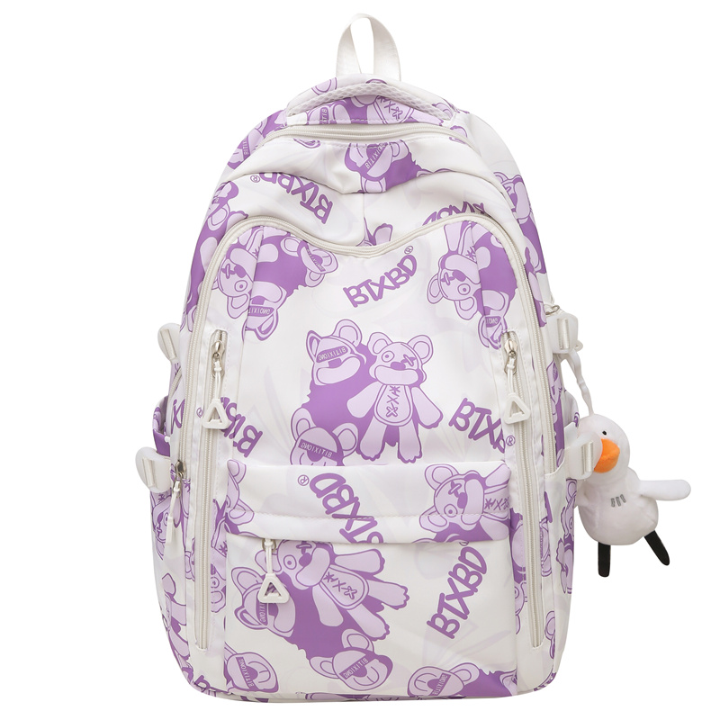 

Shouldcat Нейлоновый рюкзак женский черный розовый синий фиолетовый, Purple+Flying Duck Charm